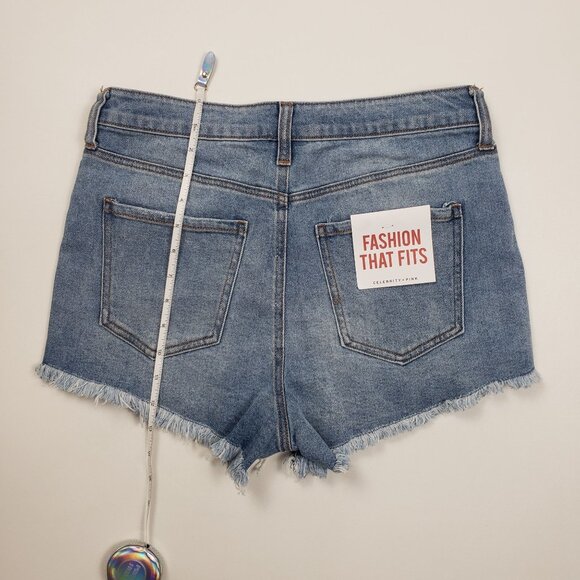 Celebrity Pink Raw Edge Cutoff Denim Shorts Womens 9/29 Blue Motivational Wash - Picture 9 of 16
